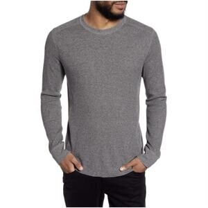 Vince Slim Fit Waffle Knit Long Sleeve T-Shirt S Gray Preppy Minimalist Luxury